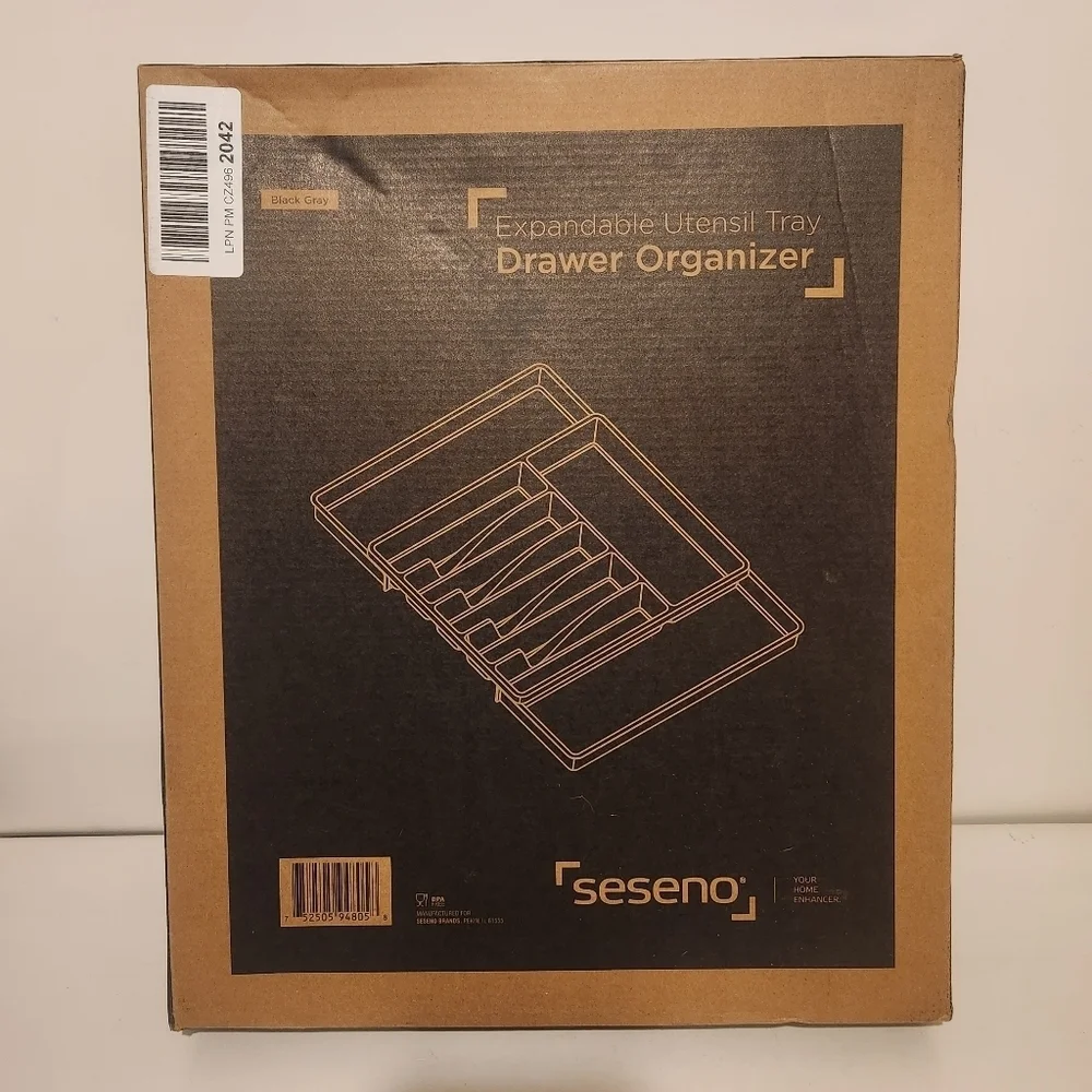 Brand New Seseno Black Expandable Utensil Tray Drawer Organizer